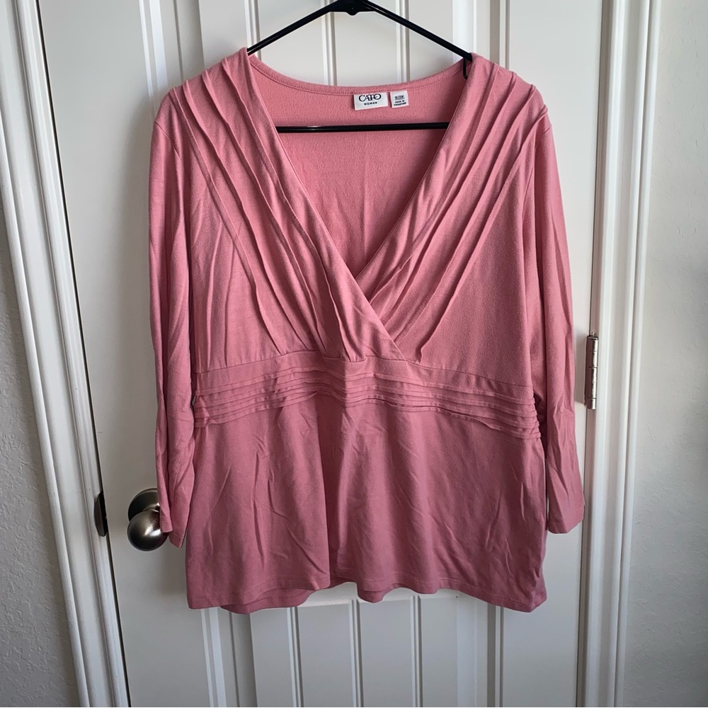 Pink v-neck blouse